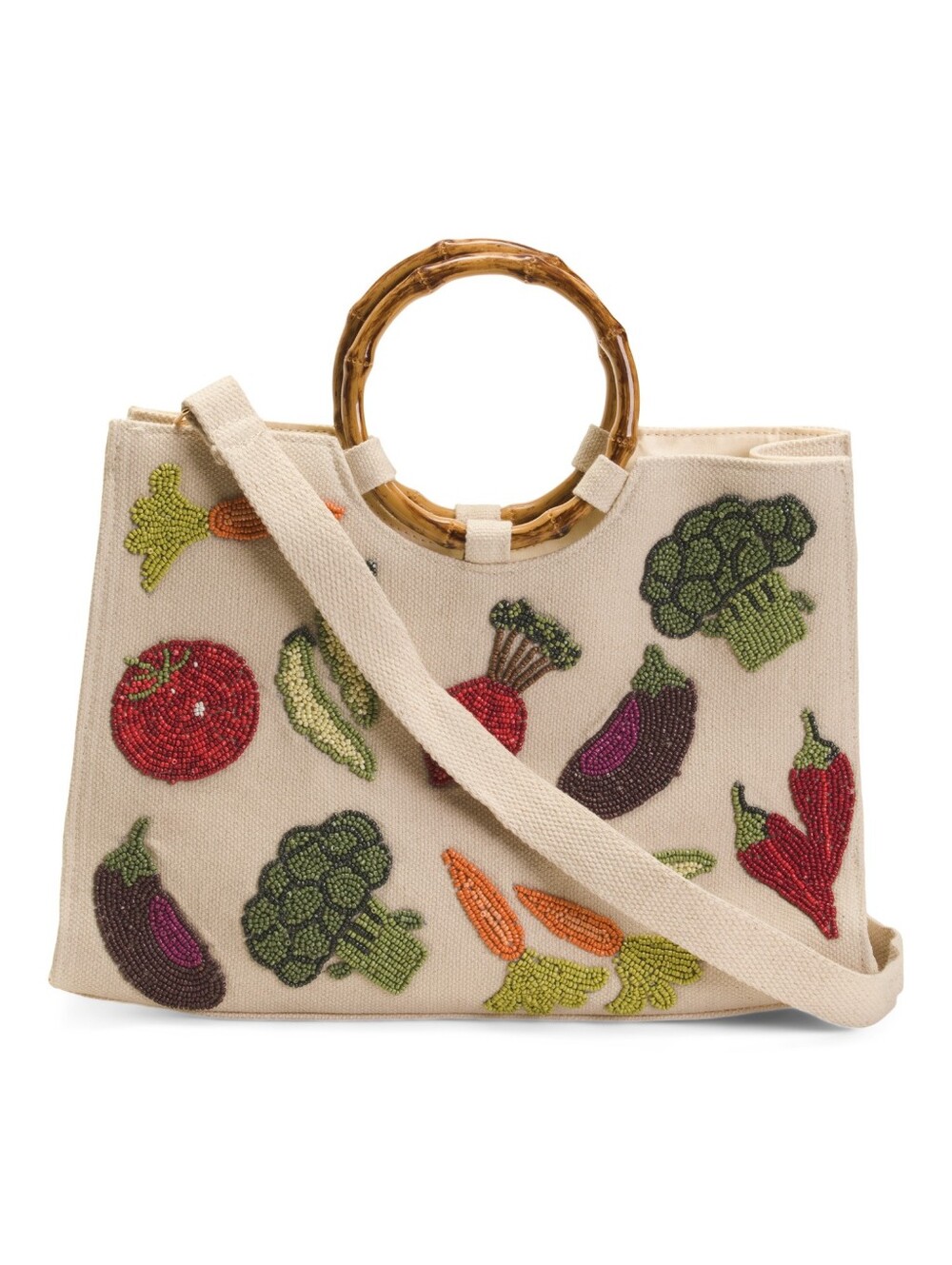 NEW Sol And Mer Beaded Vegetables Tote Handbag
